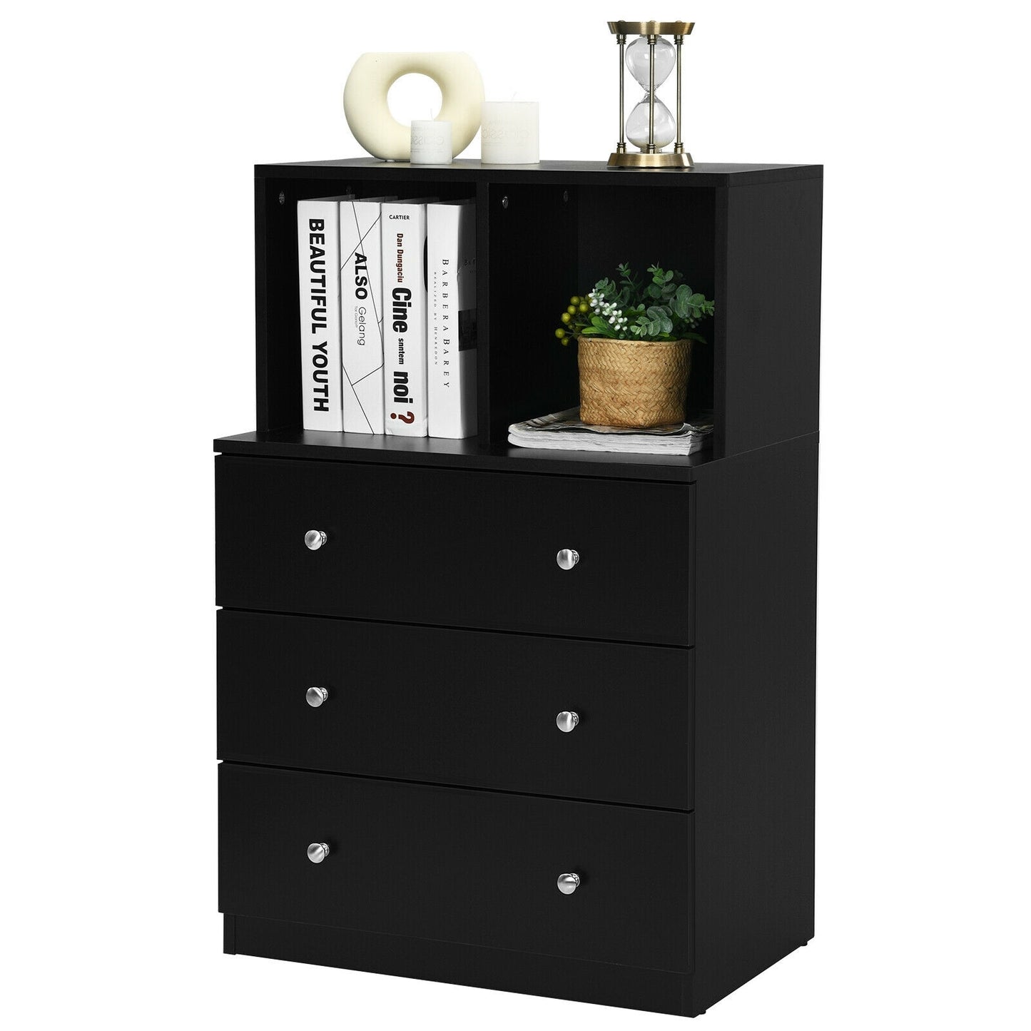 3 Drawer Dresser With Cubbies Storage Chest, Black Dressers & Chests at Gallery Canada