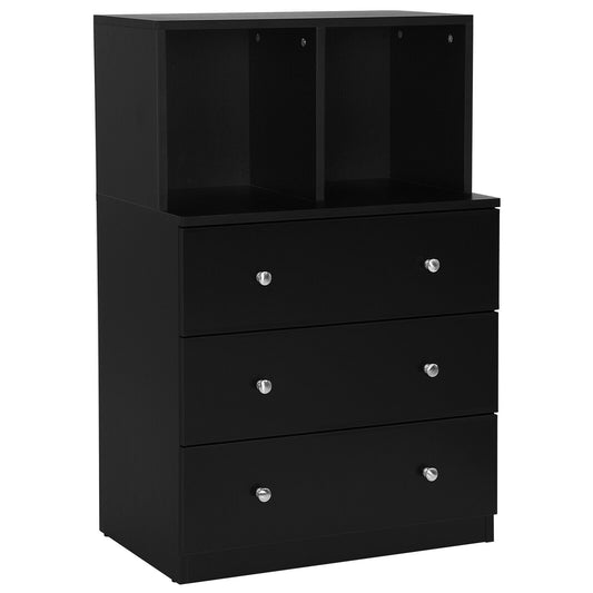 3 Drawer Dresser With Cubbies Storage Chest, Black Dressers & Chests Black at Gallery Canada