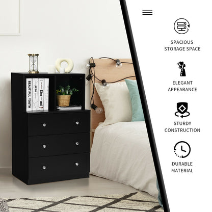 3 Drawer Dresser With Cubbies Storage Chest, Black Dressers & Chests at Gallery Canada
