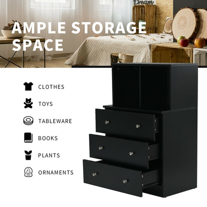 3 Drawer Dresser With Cubbies Storage Chest, Black Dressers & Chests at Gallery Canada
