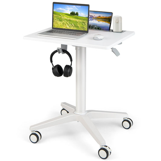Mobile Laptop Desk with Tablet Holder for Home Office, White