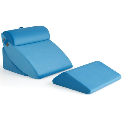 4 Pieces Orthopedic Bed Wedge Pillow Set for Pain Relief, Blue