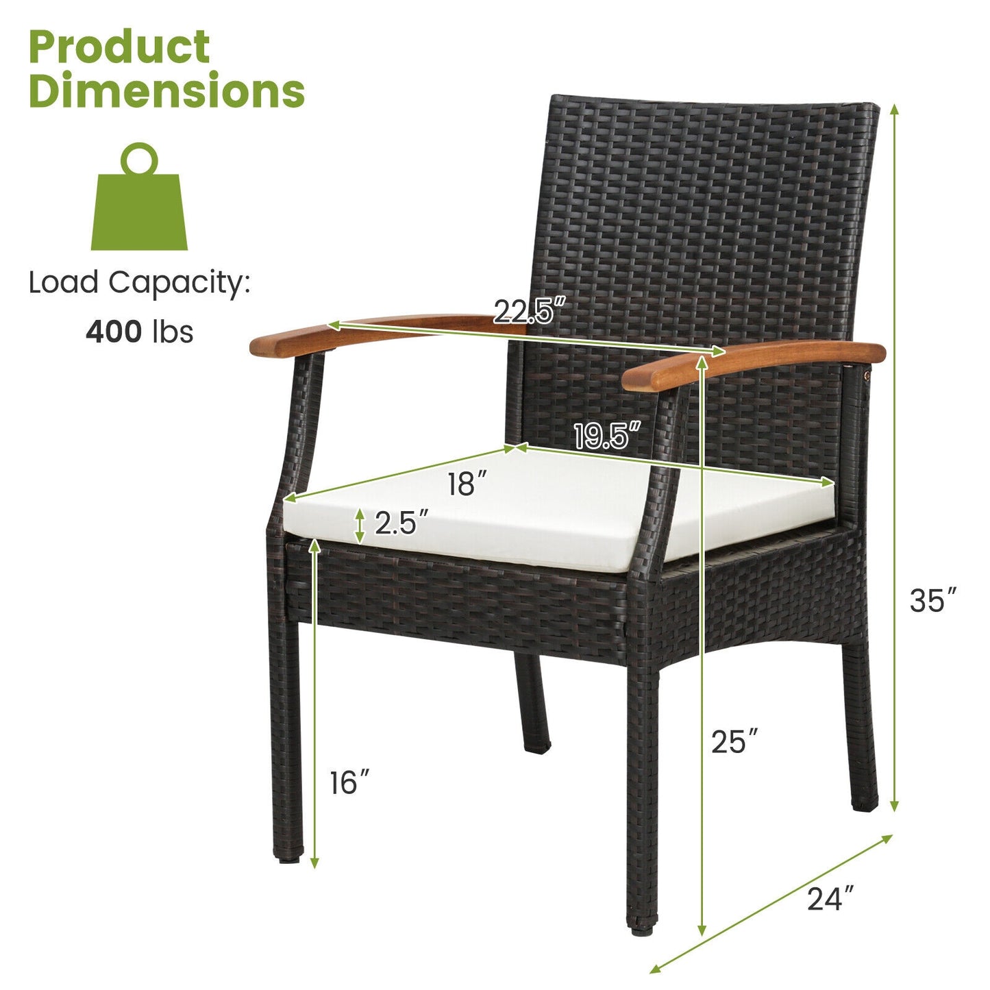 Patio Dining Chair Set Of 2, Soft Zippered Cushion, Brown Patio Dining Chairs at Gallery Canada