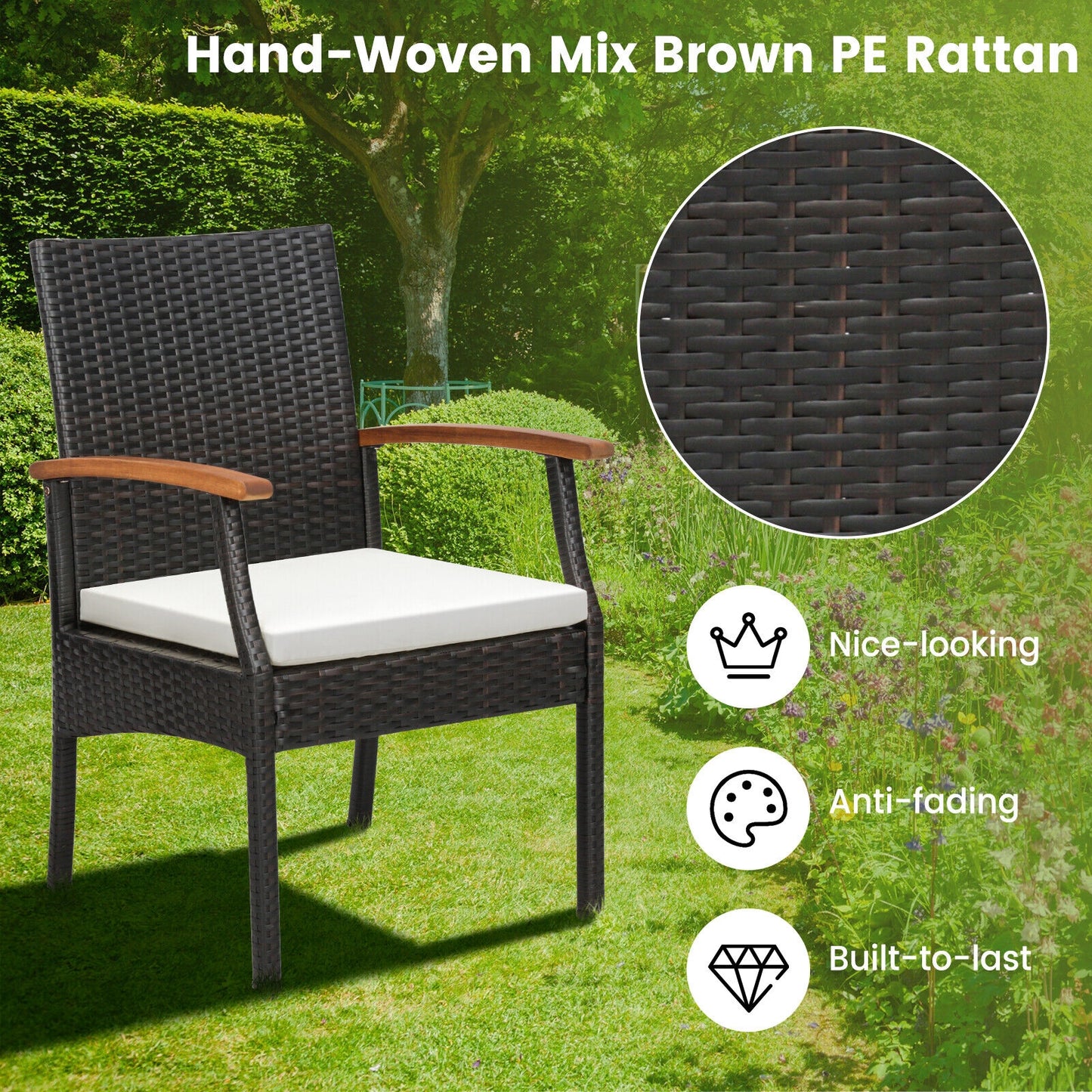 Patio Dining Chair Set Of 2, Soft Zippered Cushion, Brown Patio Dining Chairs at Gallery Canada