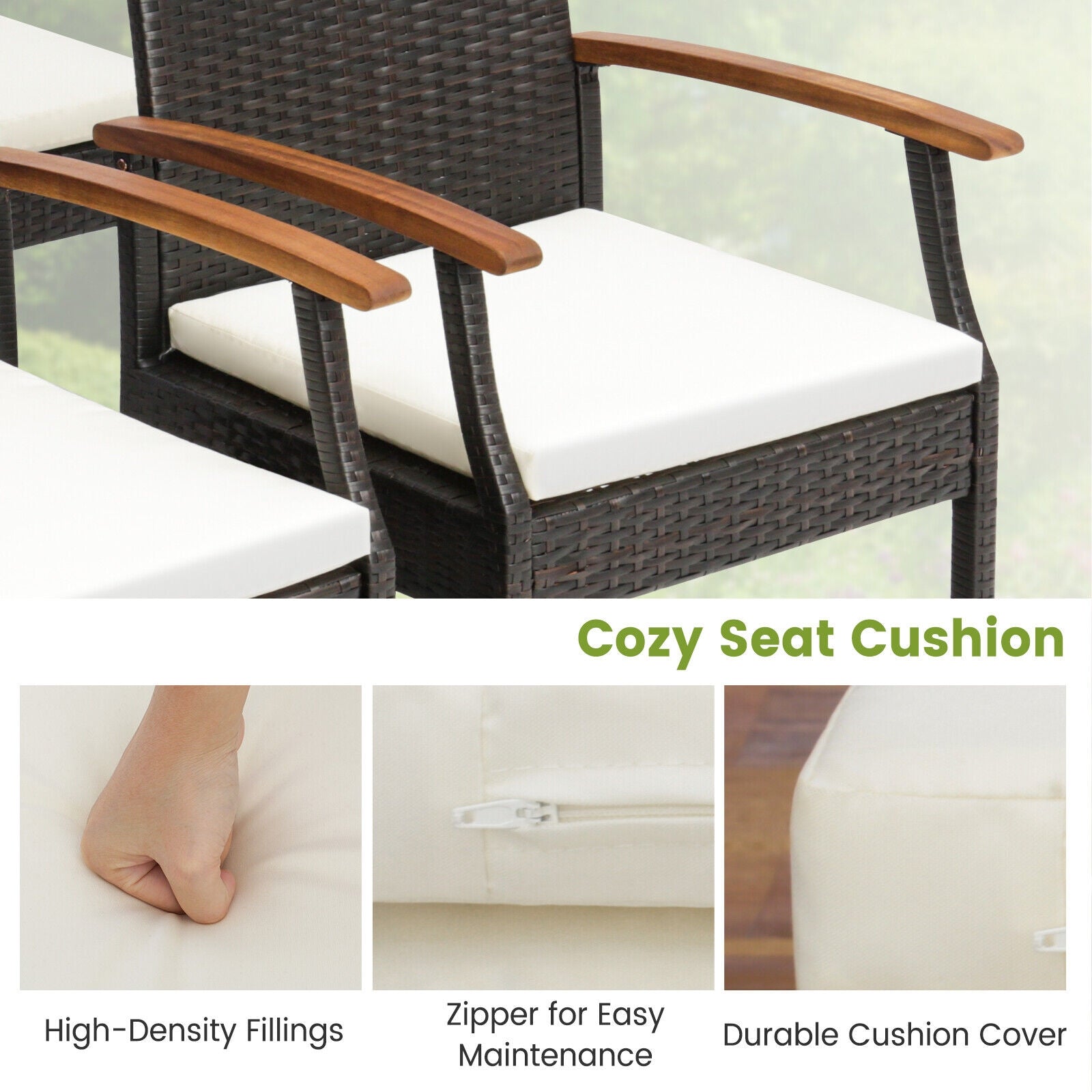 Patio Dining Chair Set Of 2, Soft Zippered Cushion, Brown Patio Dining Chairs at Gallery Canada