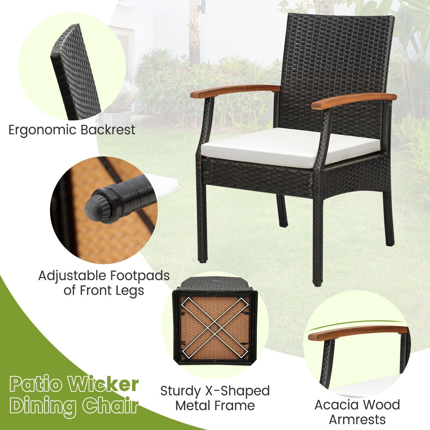Patio Dining Chair Set Of 2, Soft Zippered Cushion, Brown Patio Dining Chairs at Gallery Canada