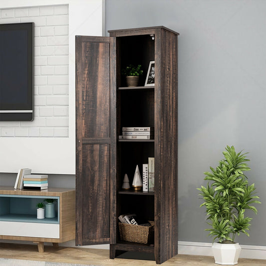 Tall Slim Linen Tower Bathroom Storage Cabinet, Walnut Floor Cabinets Walnut at Gallery Canada