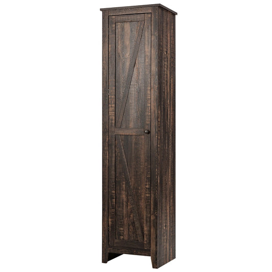 Linen Tower Bathroom Storage Cabinet Tall Slim Side Organizer with Shelf, Walnut