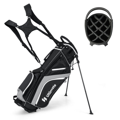 Lightweight Golf Stand Bag with 14 Way Top Dividers and 6 Pockets, Gray Golf Gray at Gallery Canada