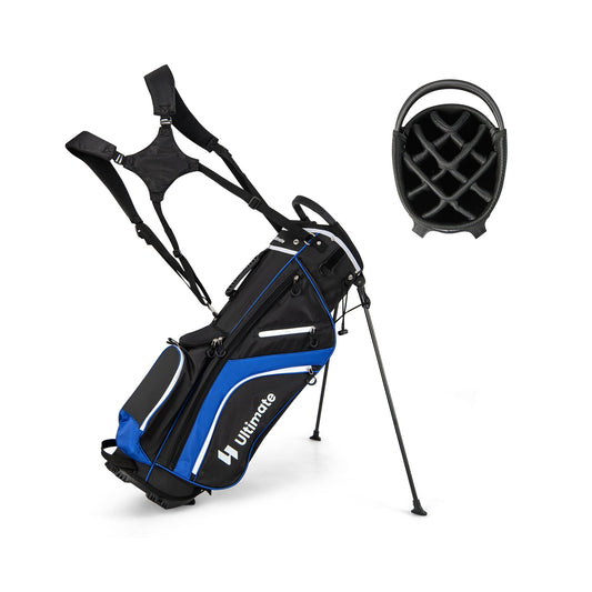 Lightweight Golf Stand Bag with 14 Way Top Dividers and 6 Pockets, Blue - Gallery Canada