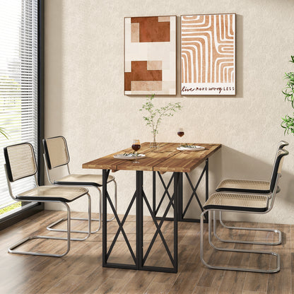 67 Inch Patio Rectangle Acacia Wood Dining Table with Umbrella Hole, Brown Patio Dining Tables at Gallery Canada