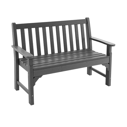 All-Weather HDPE 2-Person Garden Bench with Backrest and Armrests, Gray - Gallery Canada
