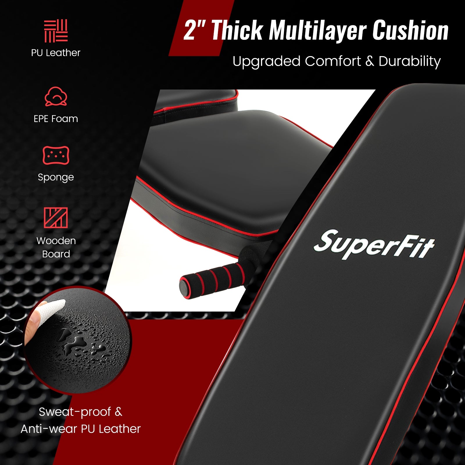 Adjustable Weight Bench Strength Training Bench for Full Body Workout, Black Benches Racks & Bars at Gallery Canada