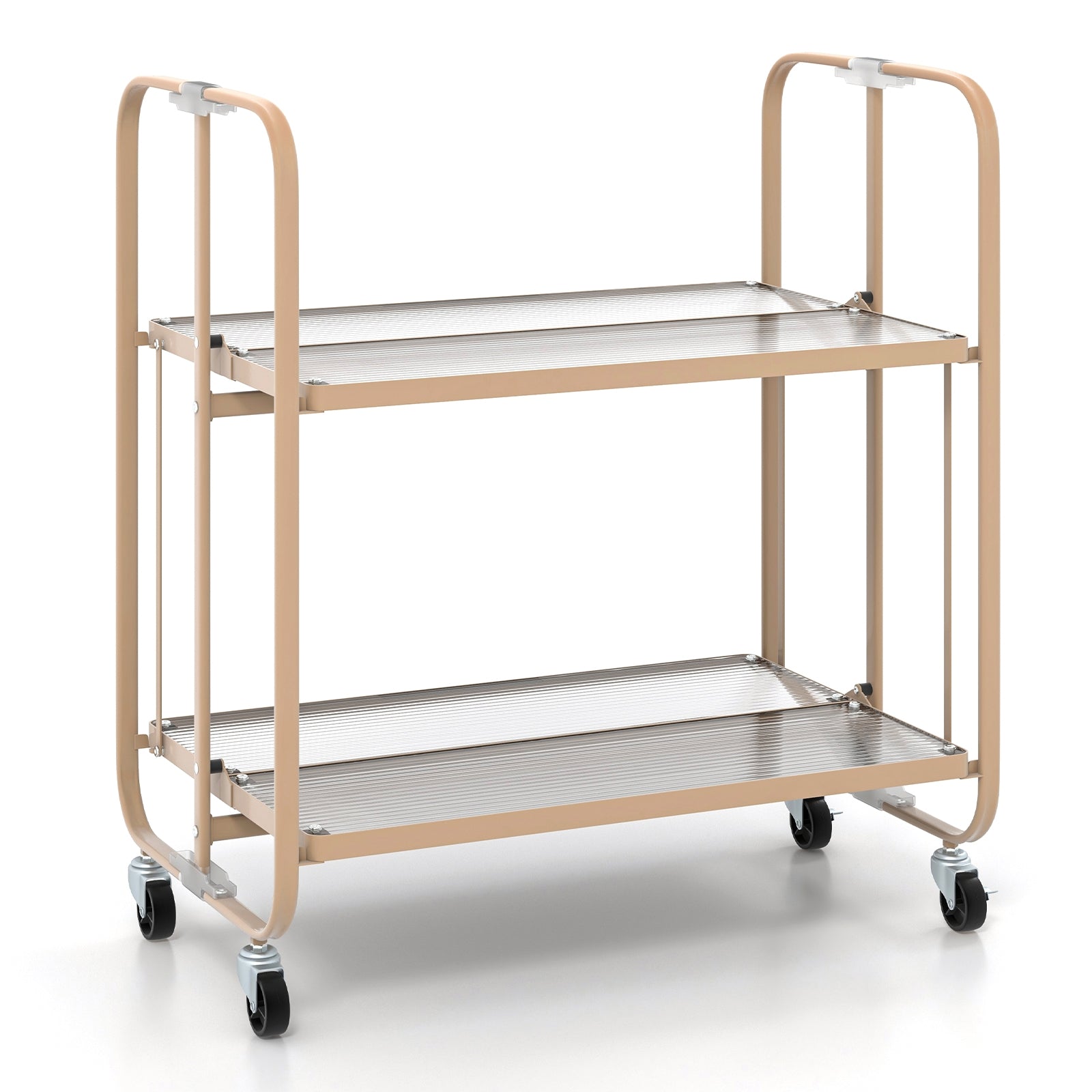 2-Tier Mobile Serving Cart with Tempered Glass Shelf, Golden Kitchen Islands & Carts Golden at Gallery Canada