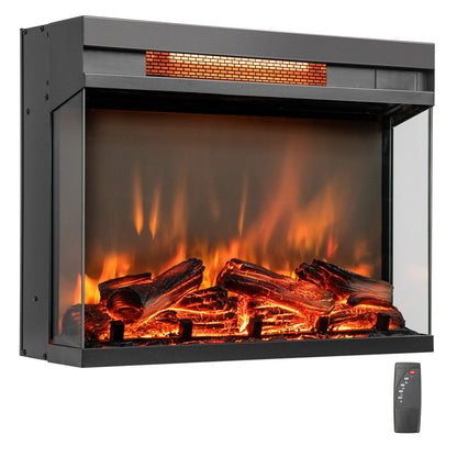 23-inch 3-Sided Electric Fireplace Insert with Remote Control, Black Fireplaces Black at Gallery Canada