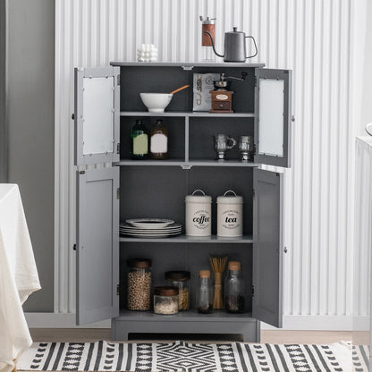 Bathroom Floor Storage Cabinet With Doors, Adjustable Shelf, Gray Floor Cabinets at Gallery Canada