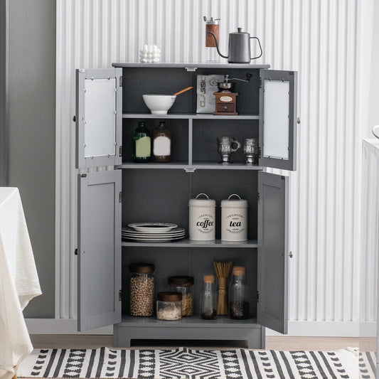 Bathroom Floor Storage Cabinet With Doors, Adjustable Shelf, Gray Floor Cabinets Gray at Gallery Canada