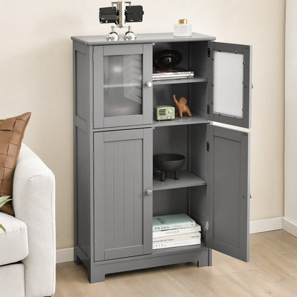 Bathroom Floor Storage Cabinet With Doors, Adjustable Shelf, Gray Floor Cabinets at Gallery Canada