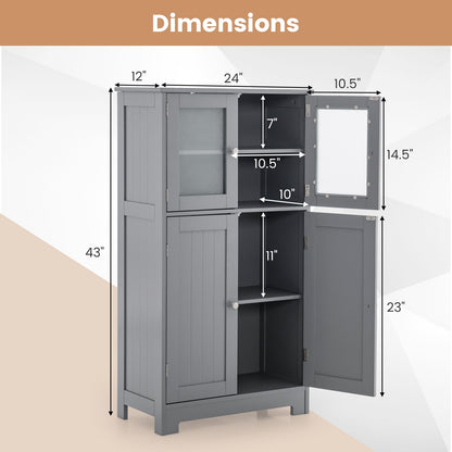 Bathroom Floor Storage Cabinet With Doors, Adjustable Shelf, Gray Floor Cabinets at Gallery Canada