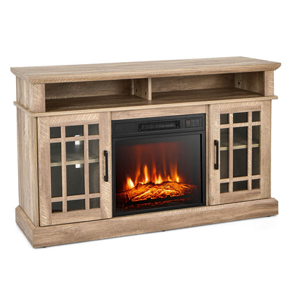 48 Inch Electric Fireplace TV Stand, Cabinets For 55 Inch TVs, Natural Entertainment Centers & TV Stands Natural at Gallery Canada