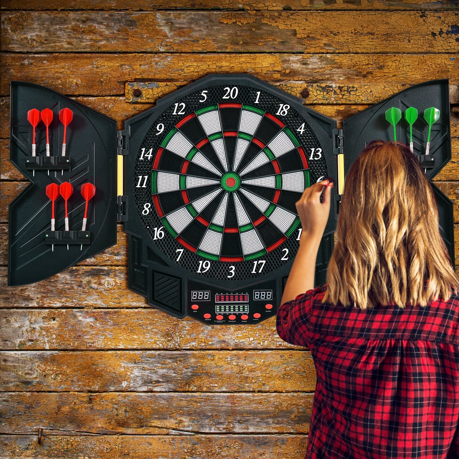 Professional Electronic Dartboard Set with LCD Display, Black Game Room at Gallery Canada