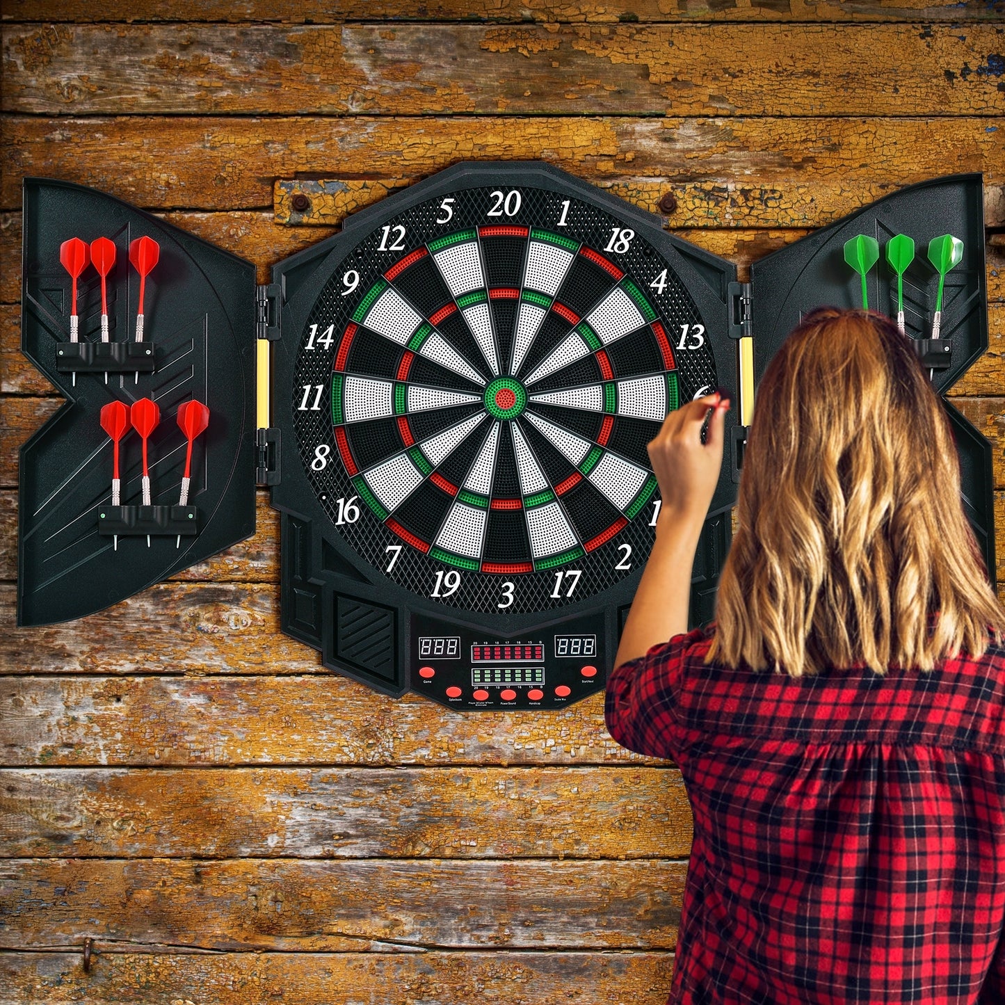 Professional Electronic Dartboard Set with LCD Display, Black Game Room at Gallery Canada