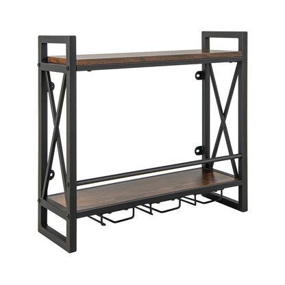 Industrial Wall Mounted Wine Rack with 3 Stem Glass Holders Wine Racks at Gallery Canada