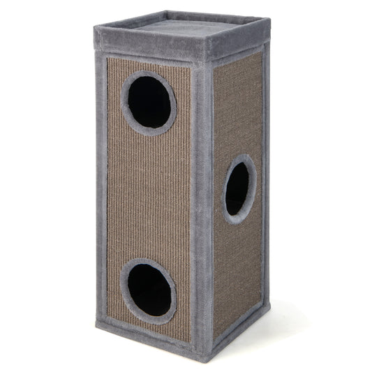 39 Inch Cat Condo, Scratching Posts, 3 Hideaways, 4 Plush Cushions, Gray Cat Trees Condos & Scratchers Gray at Gallery Canada