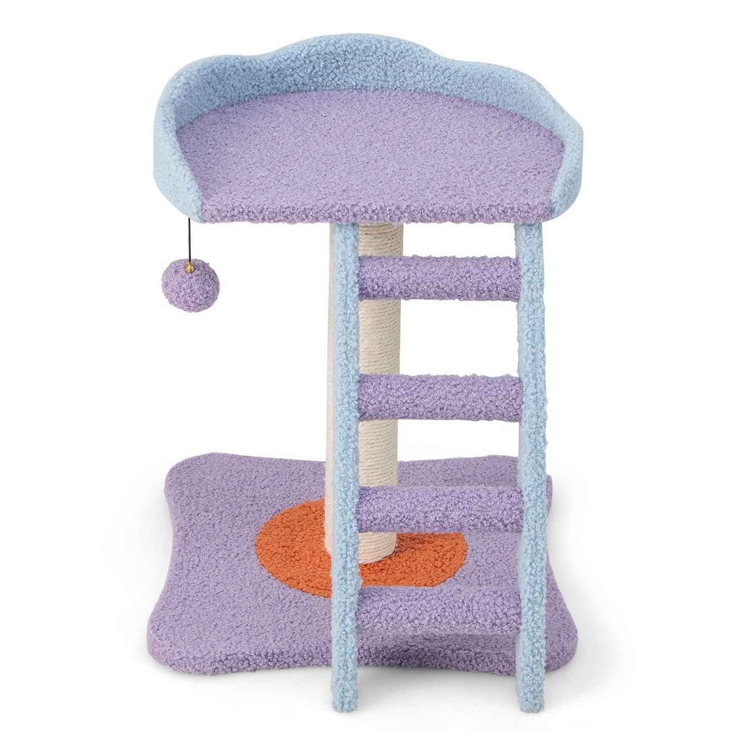 19 Inch Mohair Plush Cat Tree with Ladder and Jingling Ball, Purple Cat Trees Condos & Scratchers at Gallery Canada