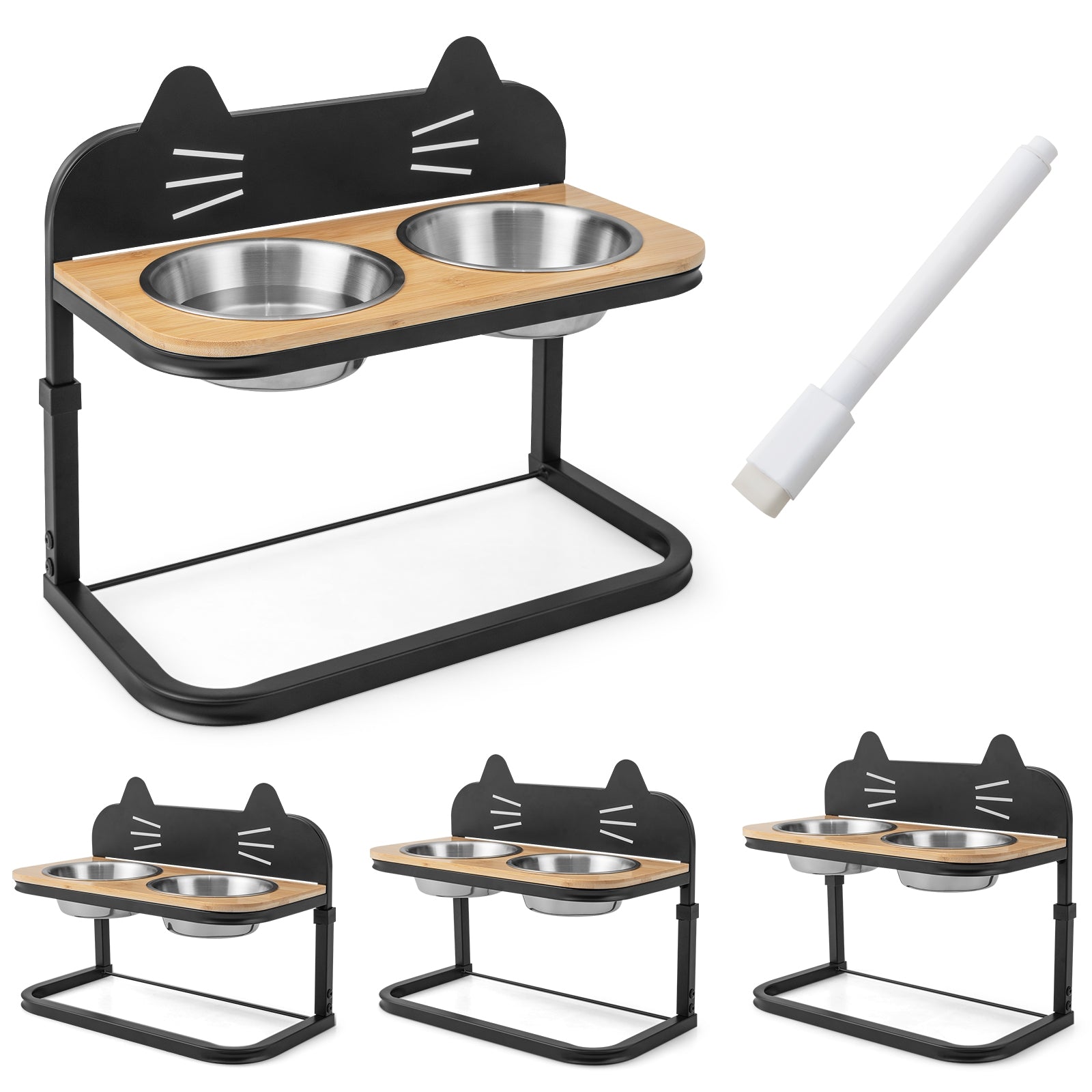 Elevated Pet Feeder with 2 Stainless Steel Bowls for Cats and Small and Medium Dogs, Natural Cat Supplies at Gallery Canada