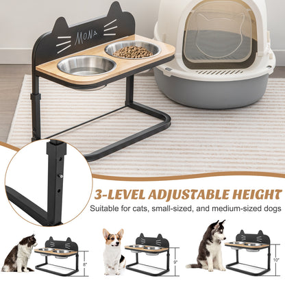 Elevated Pet Feeder with 2 Stainless Steel Bowls for Cats and Small and Medium Dogs, Natural Cat Supplies at Gallery Canada