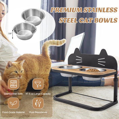 Elevated Pet Feeder with 2 Stainless Steel Bowls for Cats and Small and Medium Dogs, Natural Cat Supplies at Gallery Canada