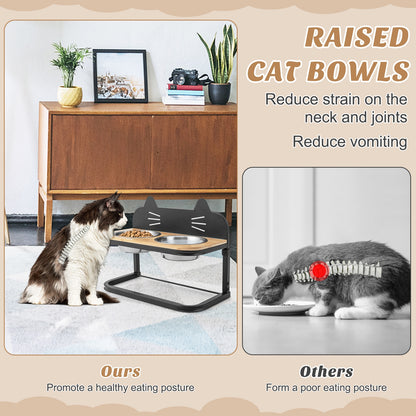 Elevated Pet Feeder with 2 Stainless Steel Bowls for Cats and Small and Medium Dogs, Natural Cat Supplies at Gallery Canada