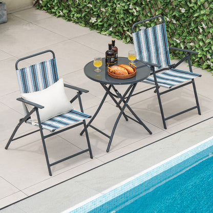 3 Pieces Outdoor Folding Chair Set Portable Folding Chair Set, Blue Patio Furniture Sets at Gallery Canada