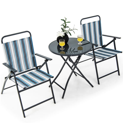 3 Pieces Outdoor Folding Chair Set Portable Folding Chair Set, Blue Patio Furniture Sets at Gallery Canada