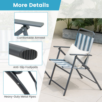 3 Pieces Outdoor Folding Chair Set Portable Folding Chair Set, Blue Patio Furniture Sets at Gallery Canada