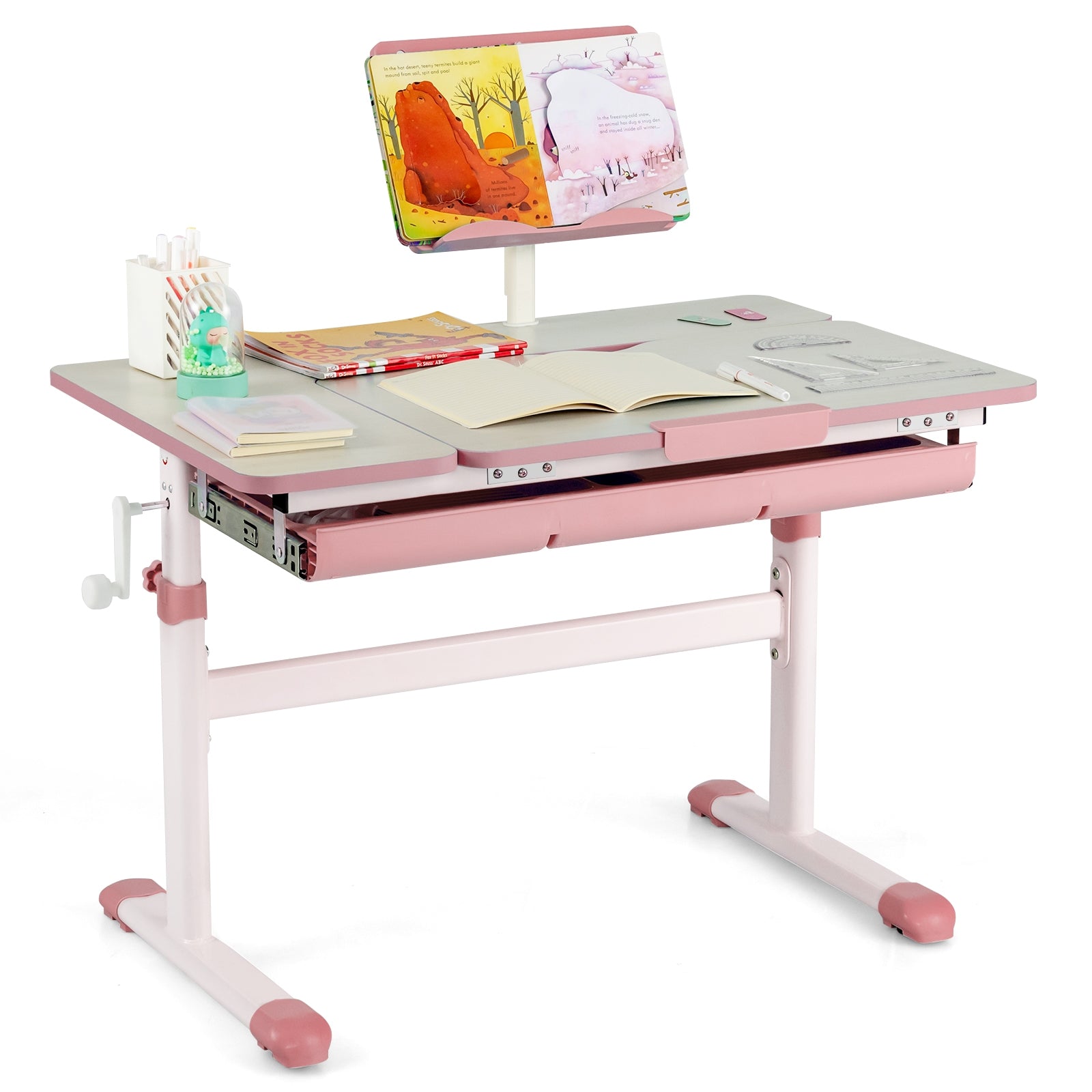 Kids Desk, Height Adjustable With Tilt Desktop, Pink Kids Table & Chair Sets at Gallery Canada