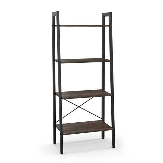 4-Tier Bookshelf with Metal Frame and Adjustable Foot Pads, Oak - Gallery Canada