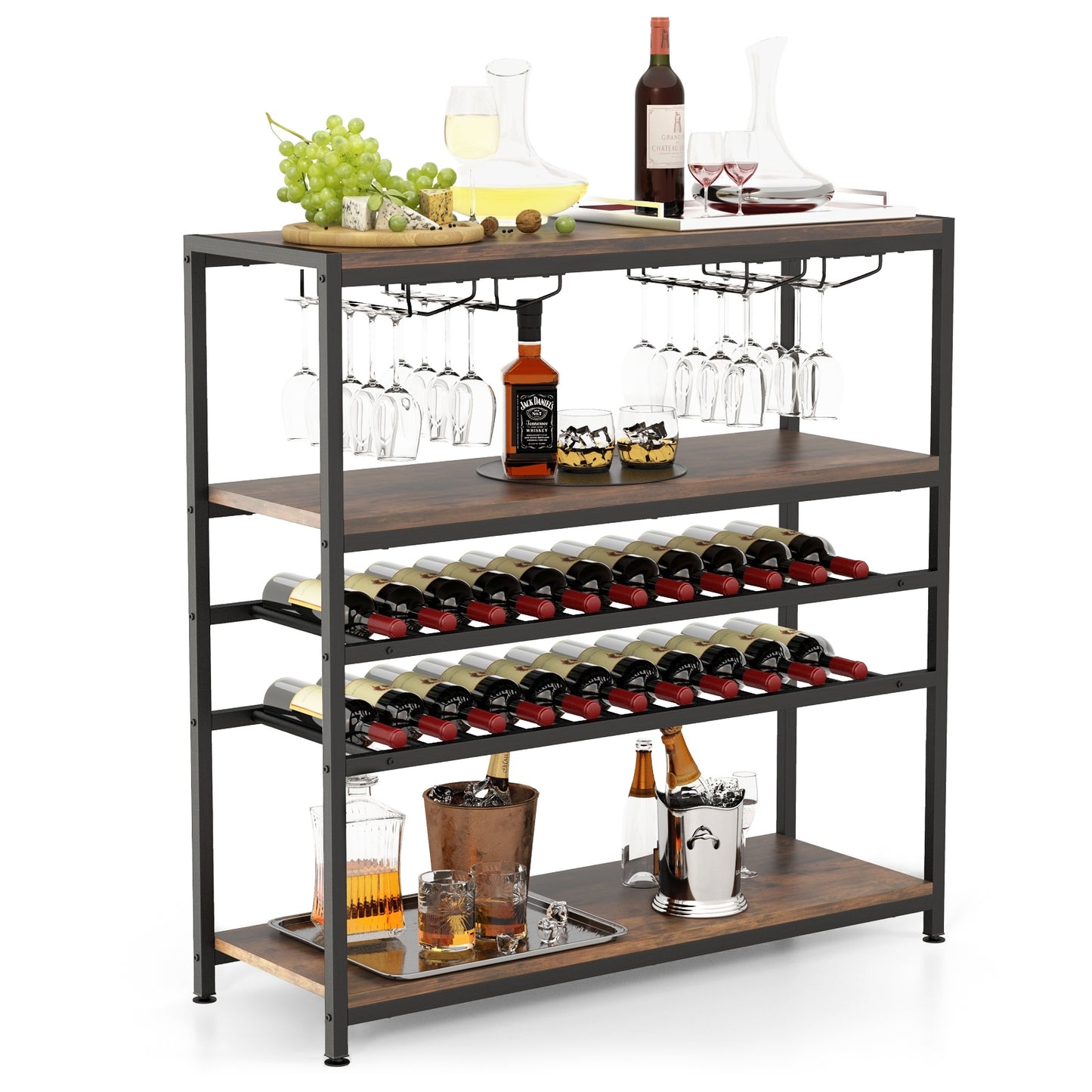 5-Tier Wine Rack Table With Glasses Holder Wine Racks at Gallery Canada
