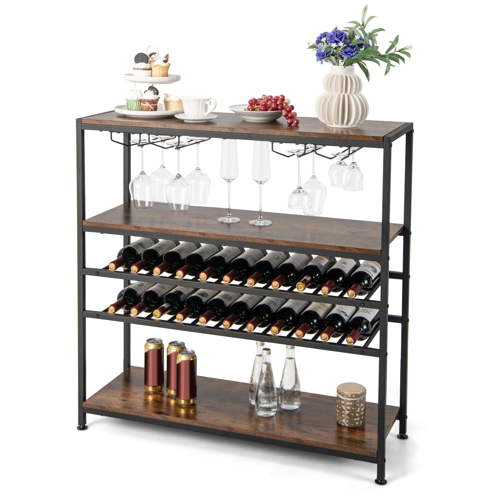 5-Tier Wine Rack Table With Glasses Holder Wine Racks at Gallery Canada