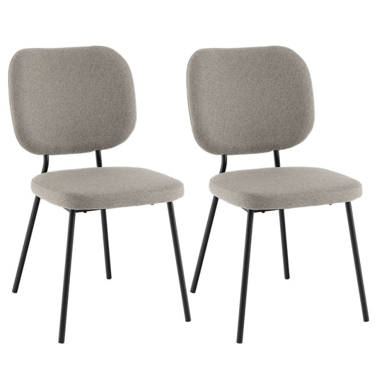 Set of 2 Modern Armless Dining Chairs with Linen Fabric, Gray