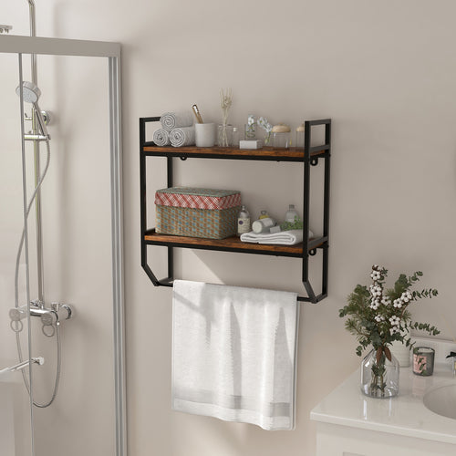 Wall Mounted Over Toilet Shelf, Metal Frame, Black