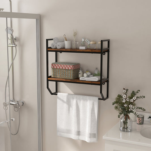 Over the Toilet Shelf Wall Mounted with Metal Frame for Bathroom, Black - Gallery Canada