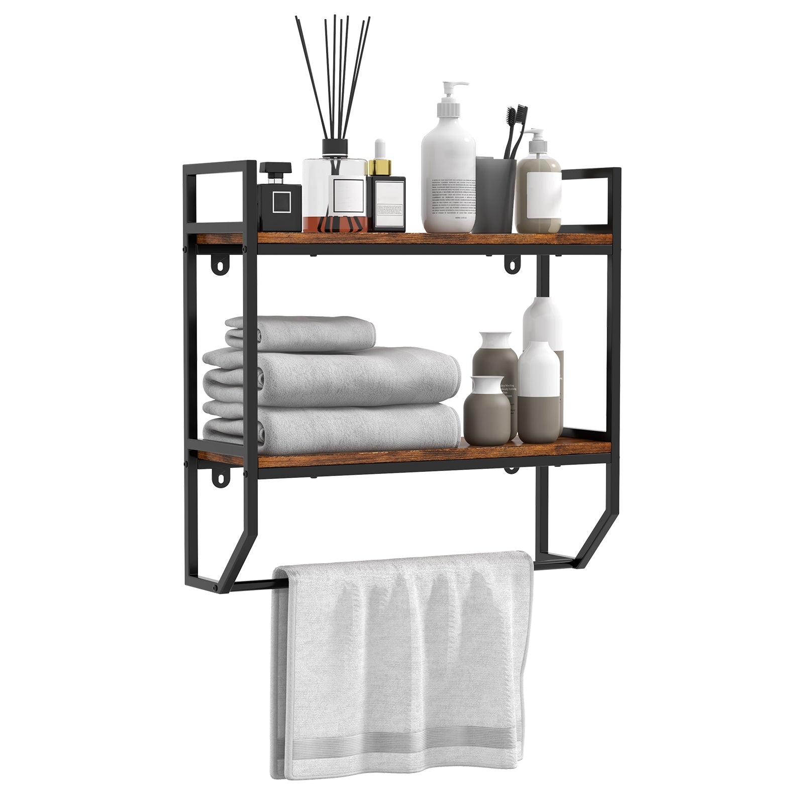 Over the Toilet Shelf Wall Mounted with Metal Frame for Bathroom, Black Towel Racks at Gallery Canada