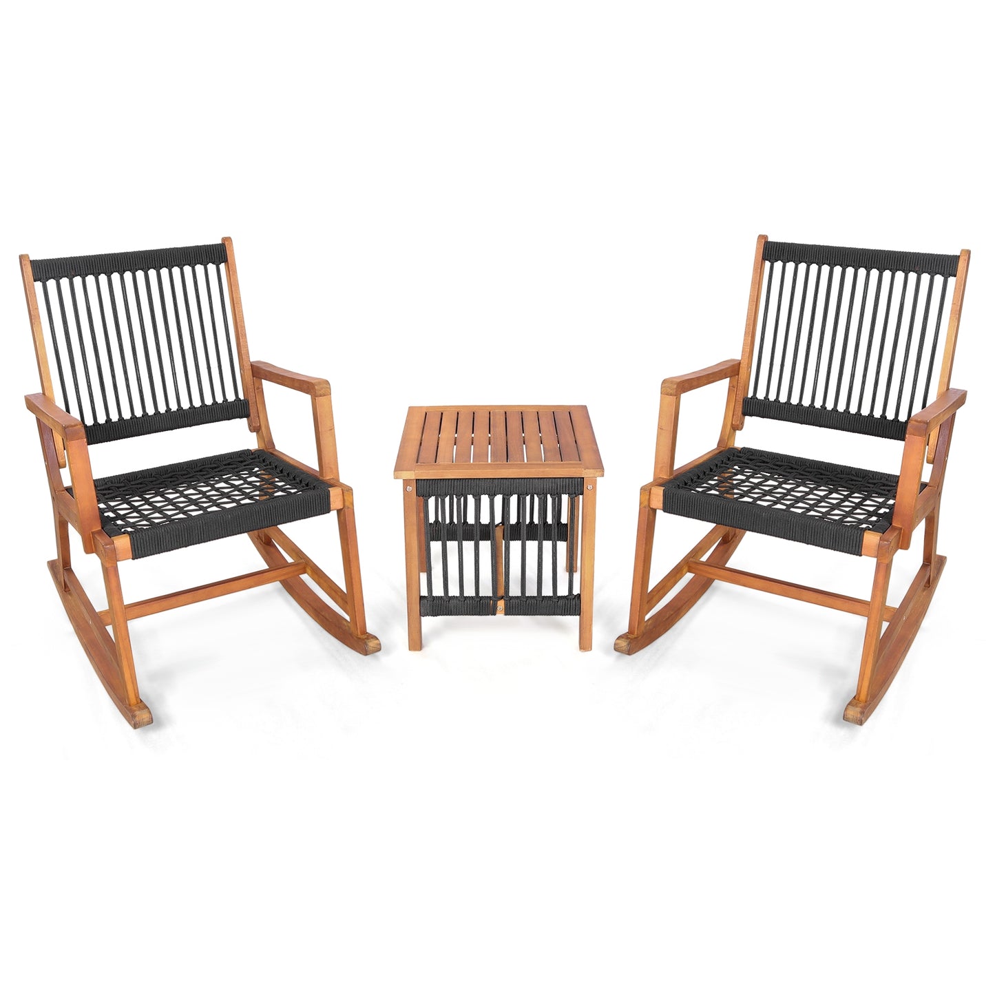 3 Pieces Acacia Wood Rocking Bistro Set Patio Conversation Sets at Gallery Canada