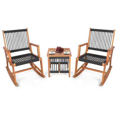 3 Pieces Acacia Wood Rocking Bistro Set Patio Conversation Sets at Gallery Canada