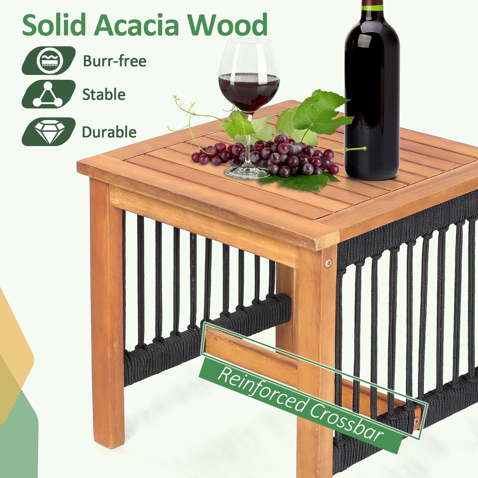 3 Pieces Acacia Wood Rocking Bistro Set Patio Conversation Sets at Gallery Canada