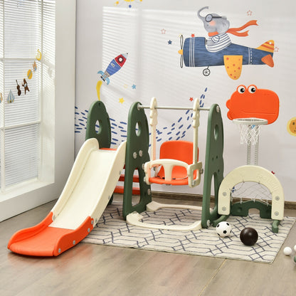 6 In 1 Toddler Slide Swing Set With Ball Games, Orange Outdoor Play at Gallery Canada