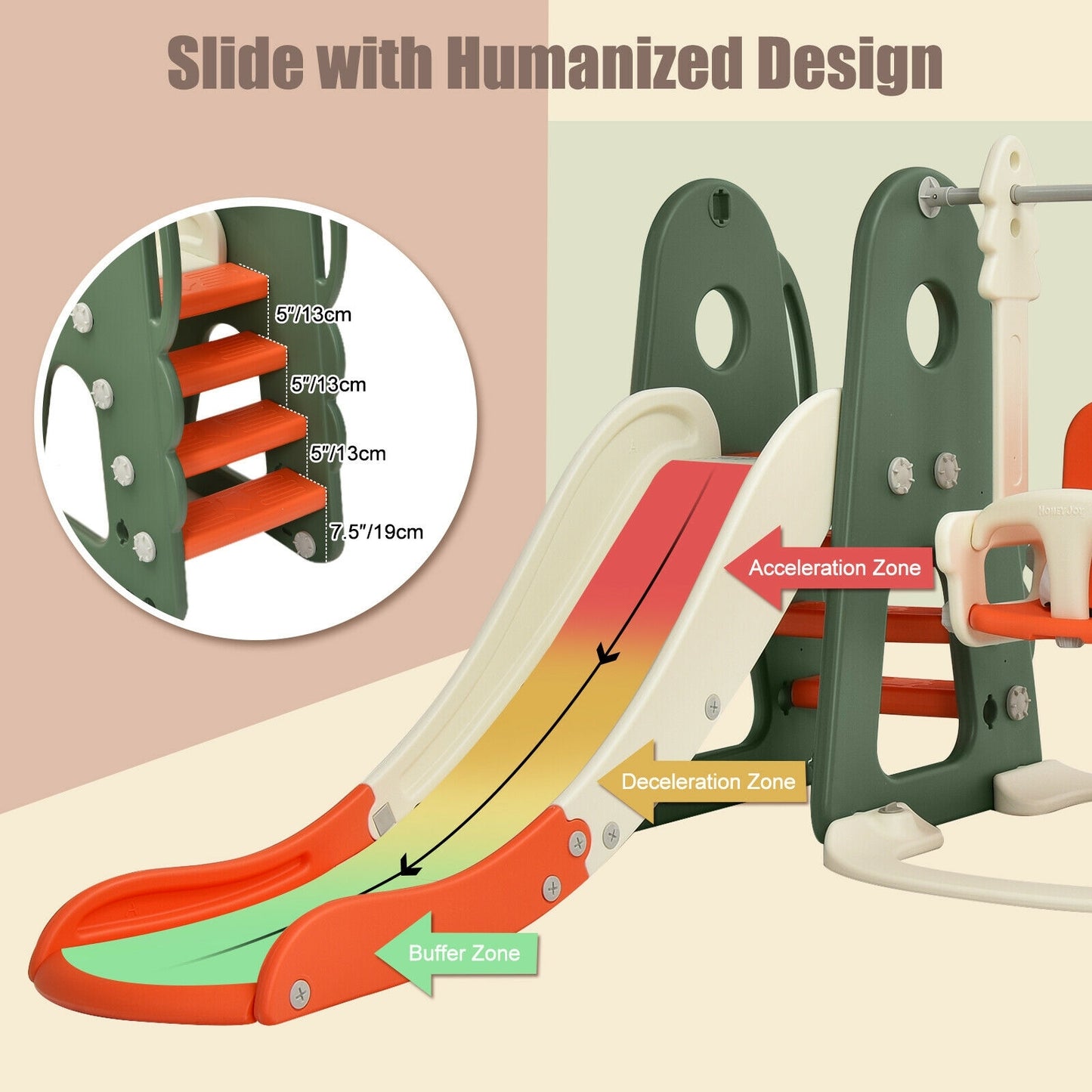 6 In 1 Toddler Slide Swing Set With Ball Games, Orange Outdoor Play at Gallery Canada