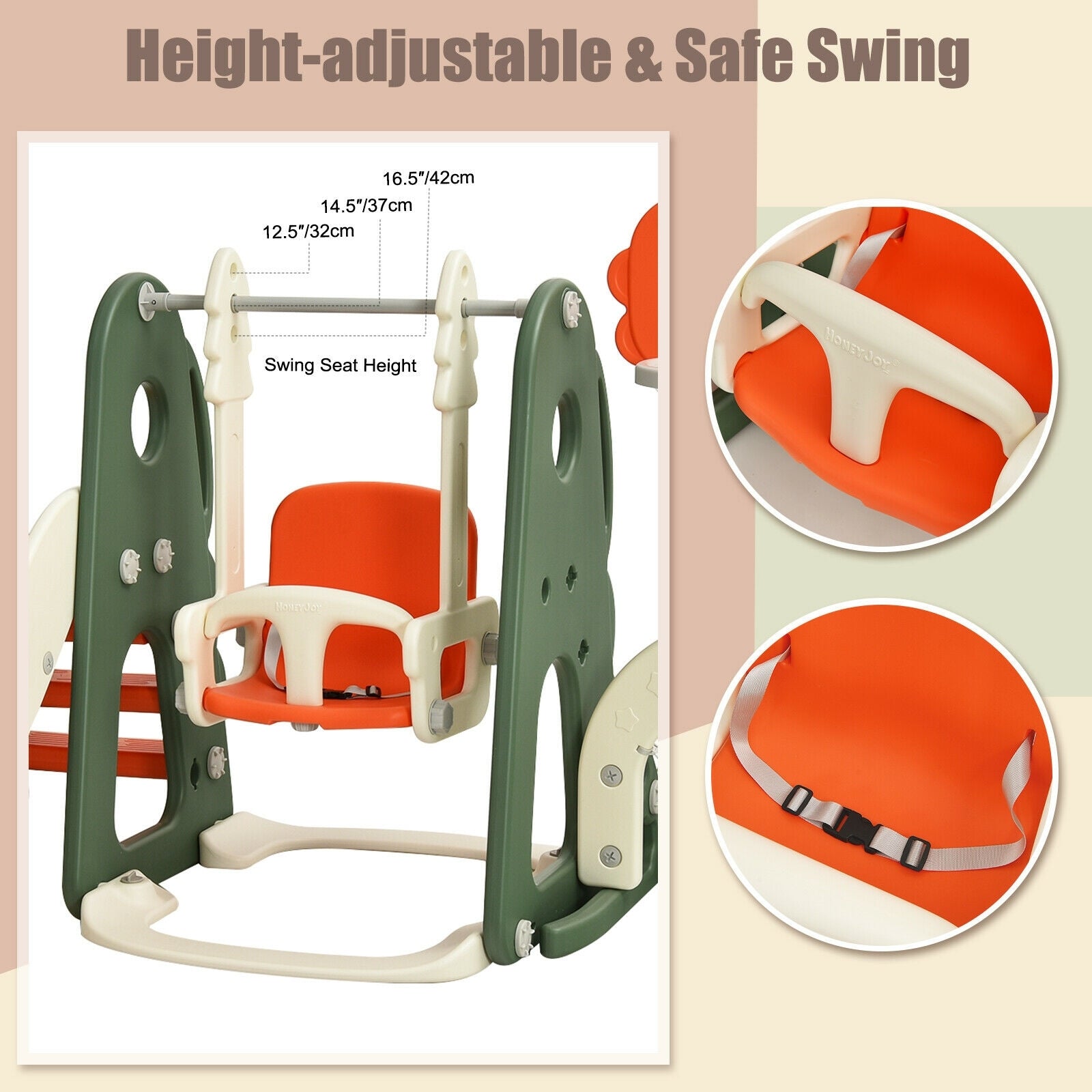 6 In 1 Toddler Slide Swing Set With Ball Games, Orange Outdoor Play at Gallery Canada